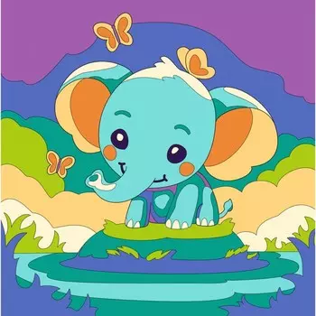 Картина по номерам детская «Слоник», 2020, на холсте, с подрамником