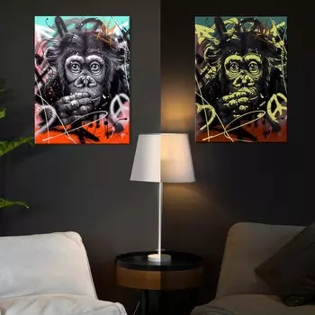 Картина по номерам со светящейся краской, 40 50 см «Горилла стрит арт» 11 цветов