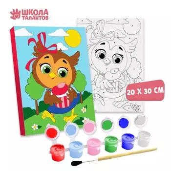 Картина по номерам «Сова с кексом» 20×30 см