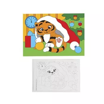 Картина по номерам «Тигрёнок под шапочкой» 20х28.5 см