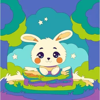 Картина по номерам детская «Зайчик в лесу», 2020, на холсте, с подрамником