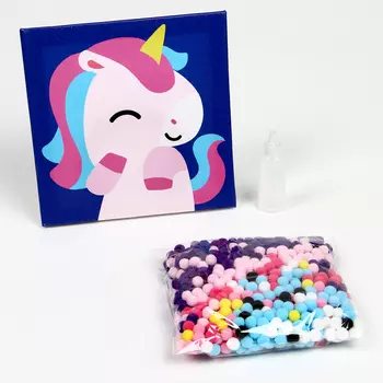 Картина помпонами «Единорожка», 20 х 20 см