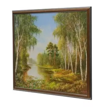 Картина "Речка у берёз" 43х53 см