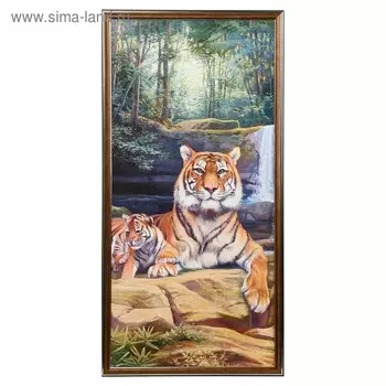 Картина "Тигры в лесу" 33х70 см (36х73см)