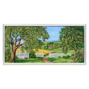 Картина "В летнем саду" 33х70(36х73) см