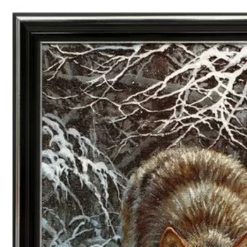 Картина "Волчья стая в снежном лесу" 36х73 см