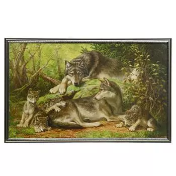 Картина "Волки" 64х104 см микс
