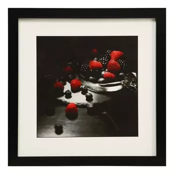 Картина "Ягоды на чёрном" 35х35 см