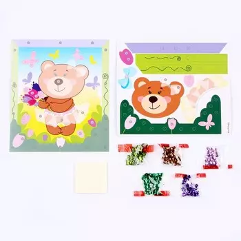 Картинка 3D. Аппликация для малышей с пайетками «Мишутка»