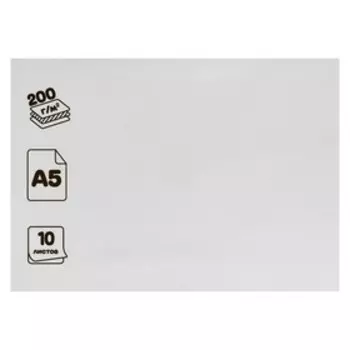 Картон белый А5 10 листов, двойное мелование, односторонний, 200 г/м Calligrata "Эконом", в пакете