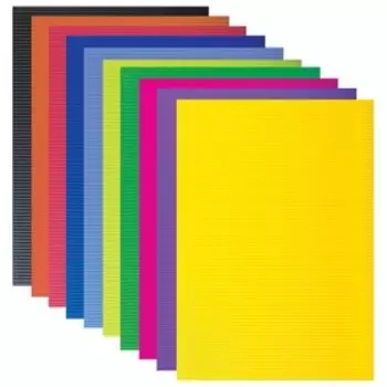 Картон цветной гофрированный А4, 10 листов, 10 цветов, 210 х 297 мм