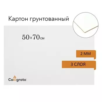 Картон грунтованный 50 х 70 см, толщина 2 мм, 3-х слойный акриловый грунт, Calligrata
