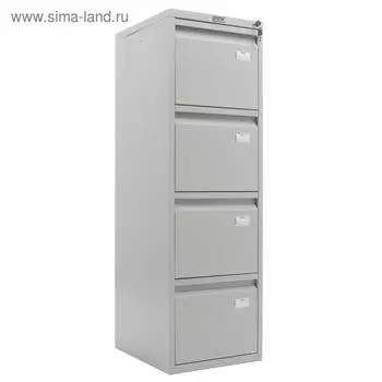Шкаф картотечный «ПРАКТИК» A 44, 4 ящика, 408480 мм, цвет серый