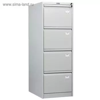 Шкаф картотечный «ПРАКТИК» AFC-04, 4 ящика, 470630 мм, цвет серый