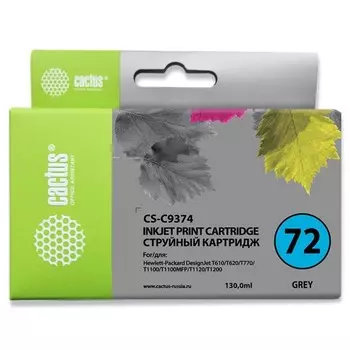 Картридж Cactus CS-C9374 №72, для HP DJ T610/T620/T770/T1100/T1100/T1120/T1200, 130мл, серый 93941