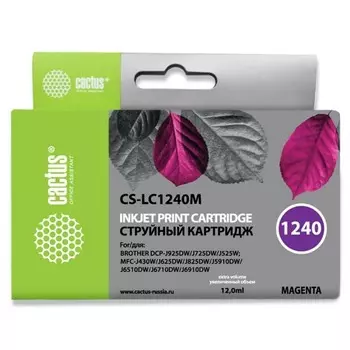 Картридж Cactus CS-LC1240M, (MFC-J6510/6910DW), для Brother, пурпурный