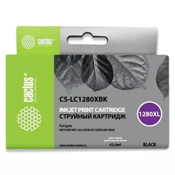Картридж Cactus CS-LC1280XBK, (MFC-J6510/6910DW), для Brother, чёрный