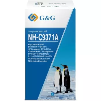Картридж G&amp;G NH-C9371A, для HP T610/T770/T790eprinter/T1300eprinter/T1100, 130 мл, цвет голубой