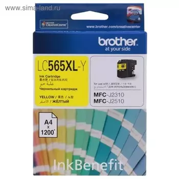 Картридж струйный Brother LC565XLY желтый для Brother MFC-J2510 (1200стр.)