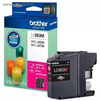 Картридж струйный Brother LC663M пурпурный для Brother MFC-J2320/J2720 (600стр.)