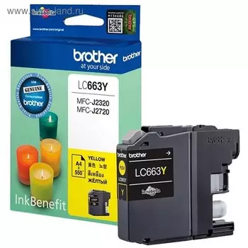Картридж струйный Brother LC663Y желтый для Brother MFC-J2320/J2720 (600стр.)