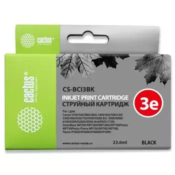 Картридж струйный Cactus CS-BCI3BK черный для Canon BJC-3000/6000/6100/6200/6200S/S400/S450/i560/i56