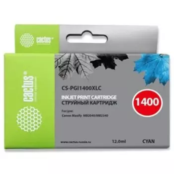 Картридж струйный Cactus CS-PGI1400XLC синий для Canon MB2050/MB2350/MB2040/MB2340 (11.5мл) 172528