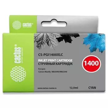 Картридж струйный Cactus CS-PGI1400XLC синий для Canon MB2050/MB2350/MB2040/MB2340 (11.5мл) 172528