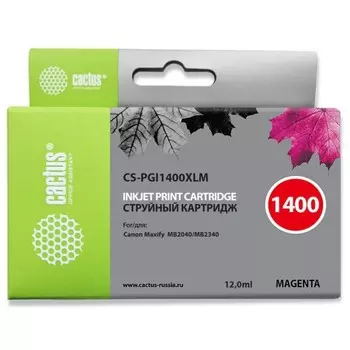 Картридж струйный Cactus CS-PGI1400XLM пурпурный для Canon MB2050/MB2350/MB2040/MB2340 (11.5мл) 17