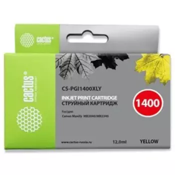 Картридж струйный Cactus CS-PGI1400XLY желтый для Canon MB2050/MB2350/MB2040/MB2340 (11.5мл) 17252