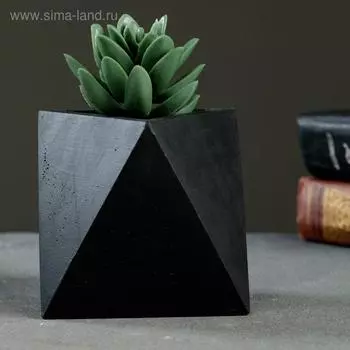 Кашпо бетонное "Абстракция" черное 11 х 11 х 9 см