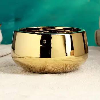 Кашпо - бонсайница для кактусов и суккулентов «Лайт», 13137 см, керамика, золотистое