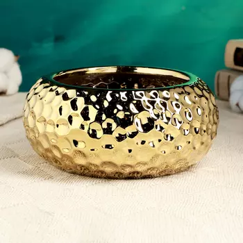 Кашпо - бонсайница для кактусов и суккулентов «Клео», 18188.5 см, керамика, золотистое