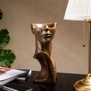 Кашпо "Бюст", коричнево-золотистое, 33х22 см