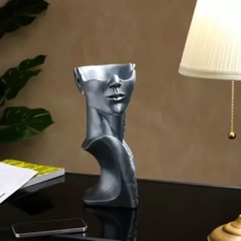 Кашпо "Бюст", серебристое, 31х23 см