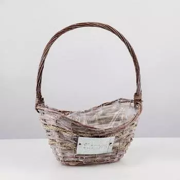 Кашпо «Цветы», овальная, серебристо-бежевое, 27х19х13/34 см