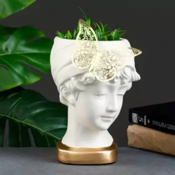 Кашпо "Дама с бабочкой" 22х18х14см, белое