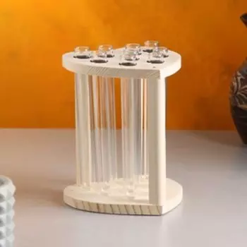 Кашпо деревянное 131216 см с 9 колбами "Сердце", натуральный Дарим Красиво