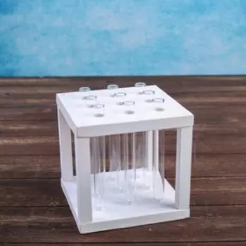 Кашпо деревянное 15.515.516.5 см с 9 колбами "Квадрат", белый Дарим Красиво