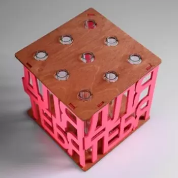 Кашпо деревянное 151515 см с 9 колбами "Для тебя", морёный розовый Дарим Красиво