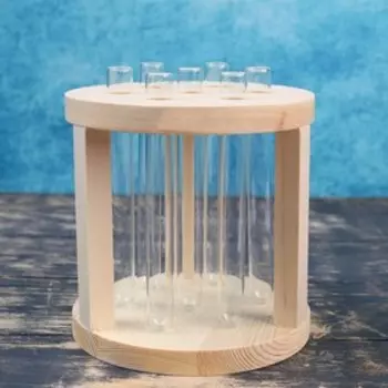 Кашпо деревянное 151517 см с 7 колбами "Круг", натуральный Дарим Красиво