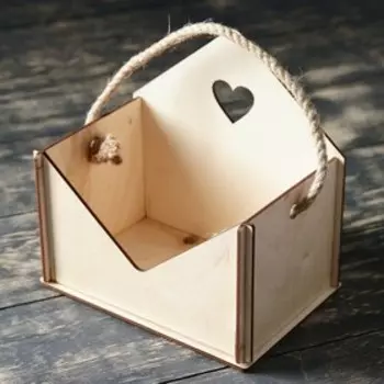 Кашпо деревянное 171217.5 см Конверт "Толстопуз", ручка верёвка, натуральный