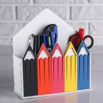 Кашпо деревянное 18720.4 см Конверт "Карандаши", белый