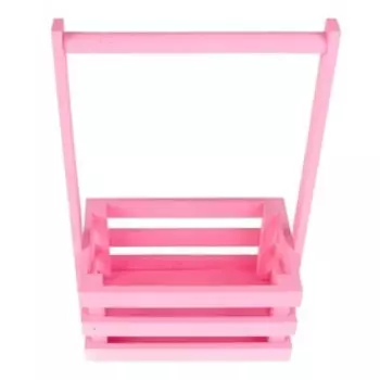 Кашпо деревянное 20×13×34 см "Classic", трёхреечное, с ручкой, розовый светлый Дарим Красиво