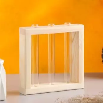 Кашпо деревянное 15415 см с 3 колбами "Рамка Мини", натуральный Дарим Красиво