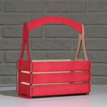 Кашпо деревянное 22×9.5×24 см "Милфорд Элит", трехреечный, с ручкой, красный Дарим Красиво