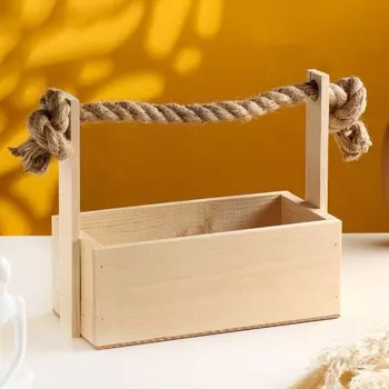 Кашпо деревянное 24,5х17х9 (25) ручка канат