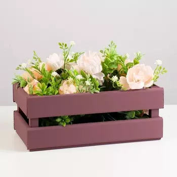 Кашпо деревянное 24.513.59 см "Двушка Лайт", двухреечное, бордовый тёмный Дарим Красиво