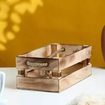 Кашпо для цветов «Двушка лайт», 24.513.59 см, деревянное, ручка - верёвка