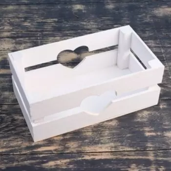 Кашпо деревянное 24.5×13.5×9 см "Двушка Лайт" реечное, сердце, белый Дарим Красиво